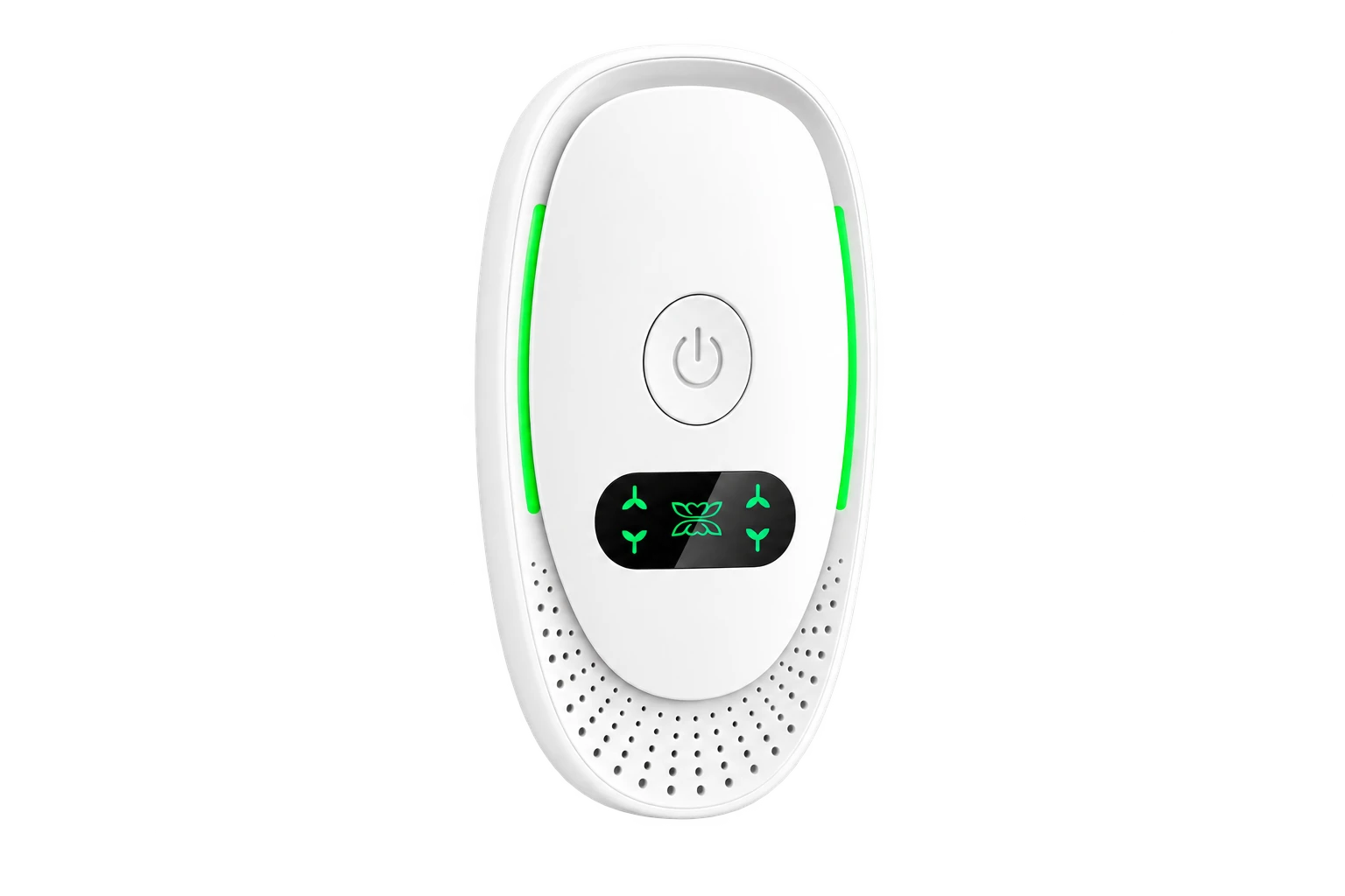 Mini ionizator: oq oval korpusli, old panelida tugmasi bo‘lgan qurilma
